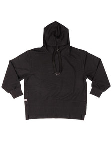 Simply Ribbed Black Hoodie