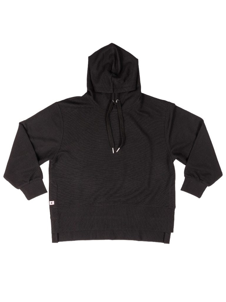 Simply Ribbed Black Hoodie