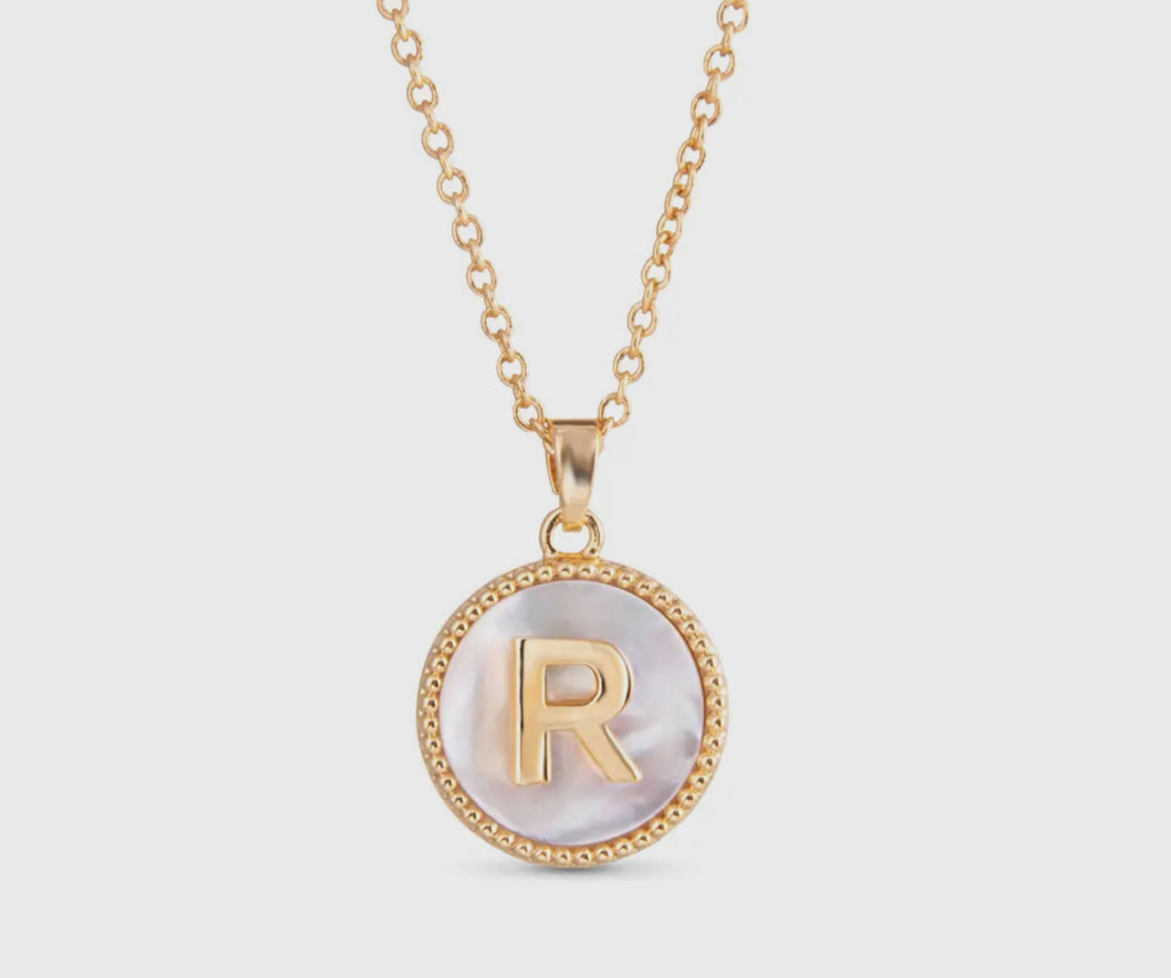 Gold MOP Initial Necklace