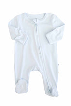 Load image into Gallery viewer, Baby Blue Bamboo Zipper Footie