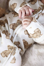 Load image into Gallery viewer, Beary Sweet Bamboo Waffle Zipper Footie