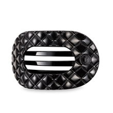 Load image into Gallery viewer, Flat Round Hair Clip | Large | Jet Black Quilted
