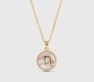 Gold MOP Initial Necklace