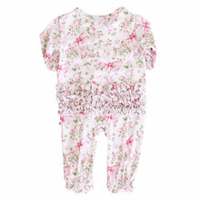 Load image into Gallery viewer, Bows in Bloom Ruffle Zipper Footie