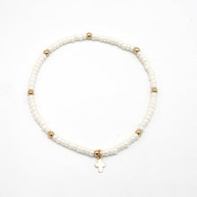 Load image into Gallery viewer, Luxe Cross Bracelet in PEARL WHITE