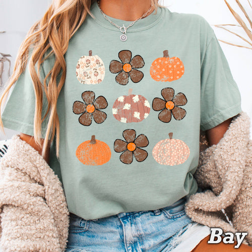 Fall Floral Pumpkins Fall Graphic Shirt | Comfort Color 