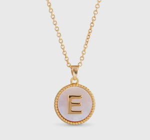 Gold MOP Initial Necklace