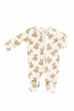 Load image into Gallery viewer, Beary Sweet Bamboo Waffle Zipper Footie