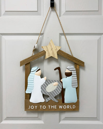 Mud Pie Wood Tin Nativity Door Hanger