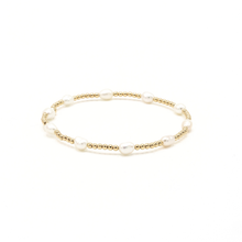 Load image into Gallery viewer, Petite Patterned Rice Pearl Bracelet with 14k Gold-Filled Beads