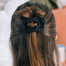 Load image into Gallery viewer, Flat Round Hair Clip | Small | Jet Black Quilted