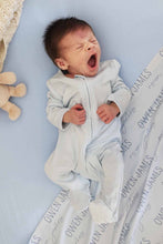 Load image into Gallery viewer, Baby Blue Bamboo Zipper Footie