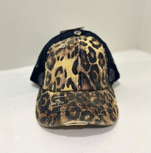 Leopard & Mesh Pony Cap