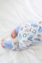 Load image into Gallery viewer, Rodeo Dreams Convertible Bamboo Zip Romper | Blue