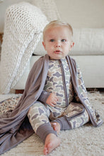 Load image into Gallery viewer, Convertible Bamboo Zip Romper | Camo Cutie