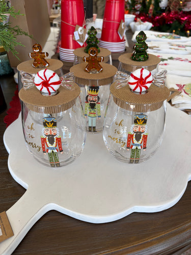 Mud Pie Nutcracker Wine Glass & Stopper