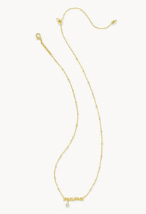 Mama Crystal Pendant Necklace Gold