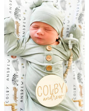 Load image into Gallery viewer, Bamboo Baby Knot Gown &amp; Hat | Solid Moss