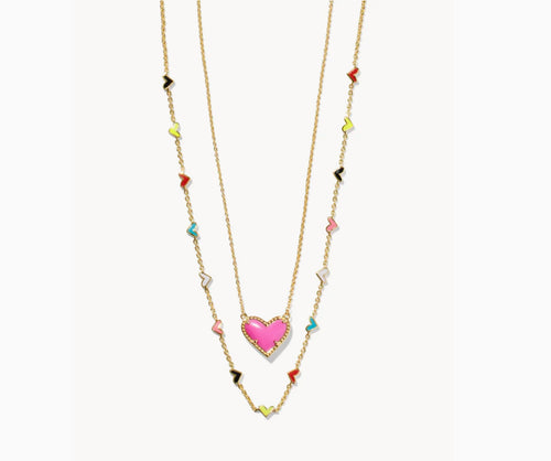 Ari Haven Heart Necklace Neon Pink