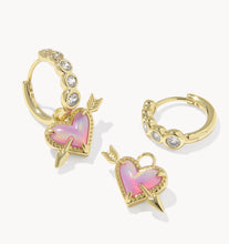 Load image into Gallery viewer, Kendra Scott Ari Heart Arrow Gold Convertible Huggie Earrings