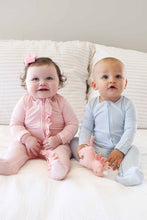 Load image into Gallery viewer, Baby Blue Bamboo Zipper Footie