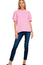 Load image into Gallery viewer, Z Rib Puff Sleeve Top