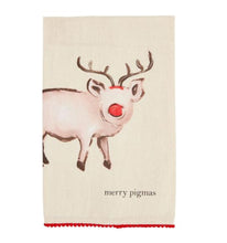Load image into Gallery viewer, Mud Pie Christmas Farm Animal Pom Towels