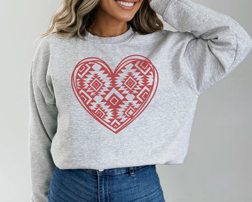 Aztec Heart Crew Neck Sweatshirt