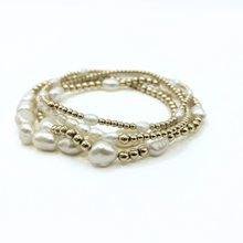 Load image into Gallery viewer, Petite Patterned Rice Pearl Bracelet with 14k Gold-Filled Beads