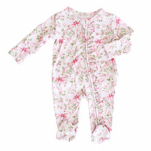 Load image into Gallery viewer, Bows in Bloom Ruffle Zipper Footie