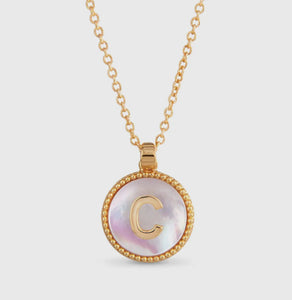 Gold MOP Initial Necklace