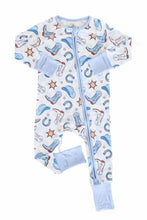 Load image into Gallery viewer, Rodeo Dreams Convertible Bamboo Zip Romper | Blue