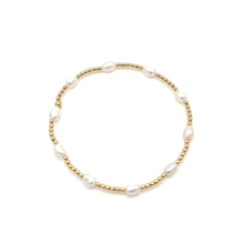 Load image into Gallery viewer, Petite Patterned Rice Pearl Bracelet with 14k Gold-Filled Beads