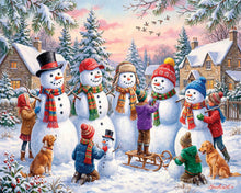 Load image into Gallery viewer, Building Snowmen - 500 Piece Jigsaw Puzzle