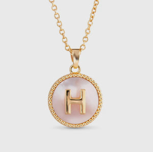 Gold MOP Initial Necklace