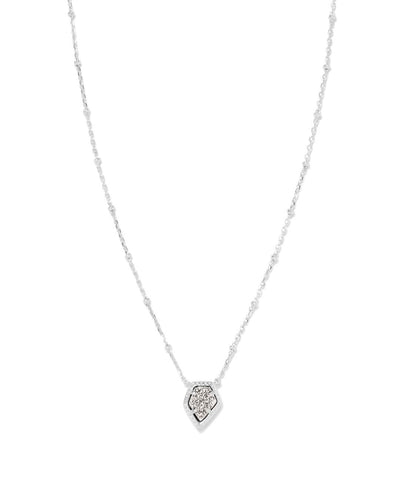 Framed Tessa Pendant Necklace Rhodium Druzy