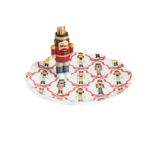 Mud Pie Nutcracker Toothpick Plate Set