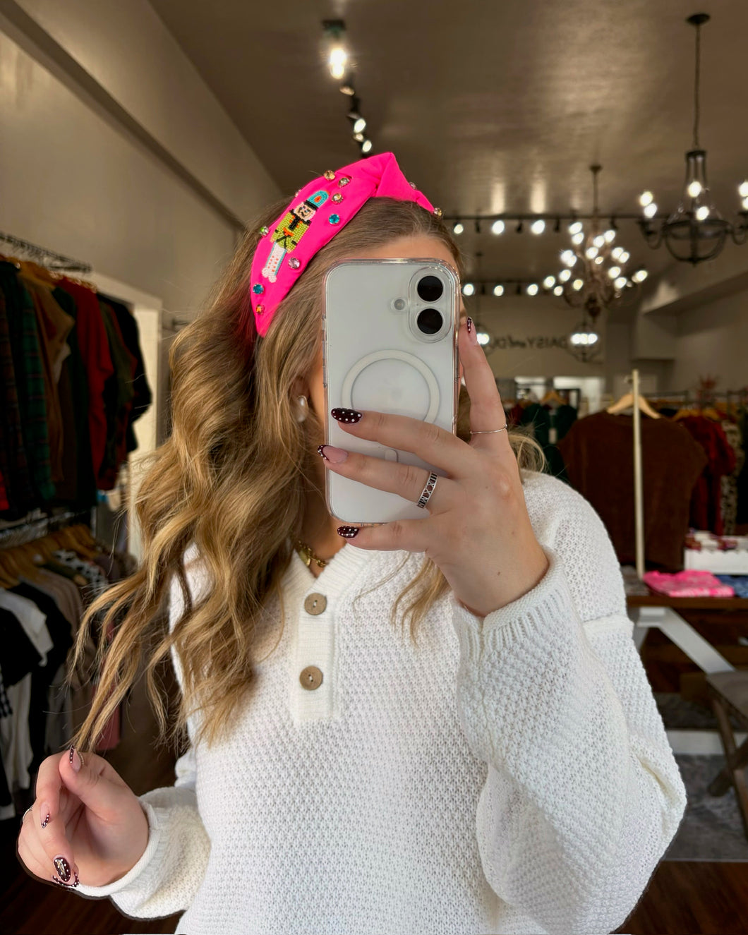 Mud Pie Holiday Beaded Headband