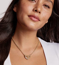 Load image into Gallery viewer, Emery Heart Pendant Gold Necklace White CZ