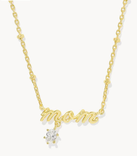 Mom Crystal Pendant Gold