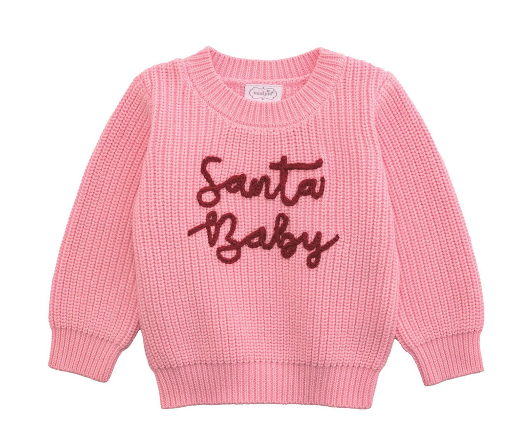 Mud Pie Pink Santa Baby Toddler Sweater