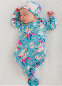 RuffleButts Sleep Gown & Hat Set
