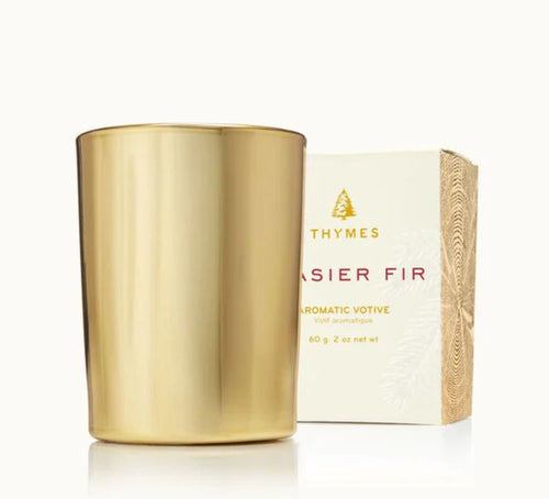 Frasier Fir Gilded Votive  Gold Candle