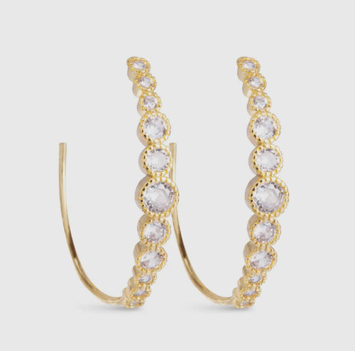Graduated Bezel Cz Set Hoop Earrings
