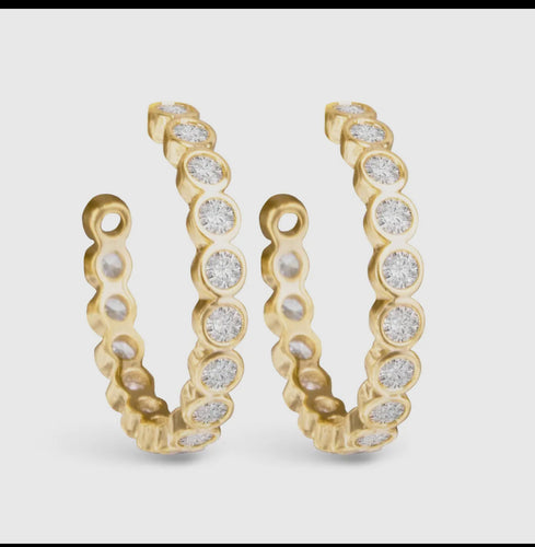 Bezel Set Cz Hoop Earrings