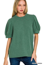 Load image into Gallery viewer, Z Ribbed Puff Sleeve Top