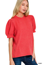 Load image into Gallery viewer, Z Ribbed Puff Sleeve Top