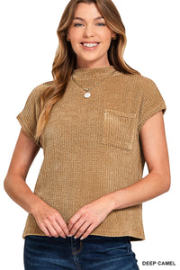 Z Chenille Waffle Pocket S/S Sweater