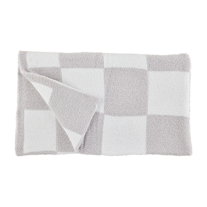 Chenille Checkered Blanket - Grey