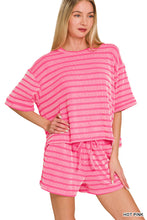 Load image into Gallery viewer, Z Rib Striped Tee &amp; Shorts Set